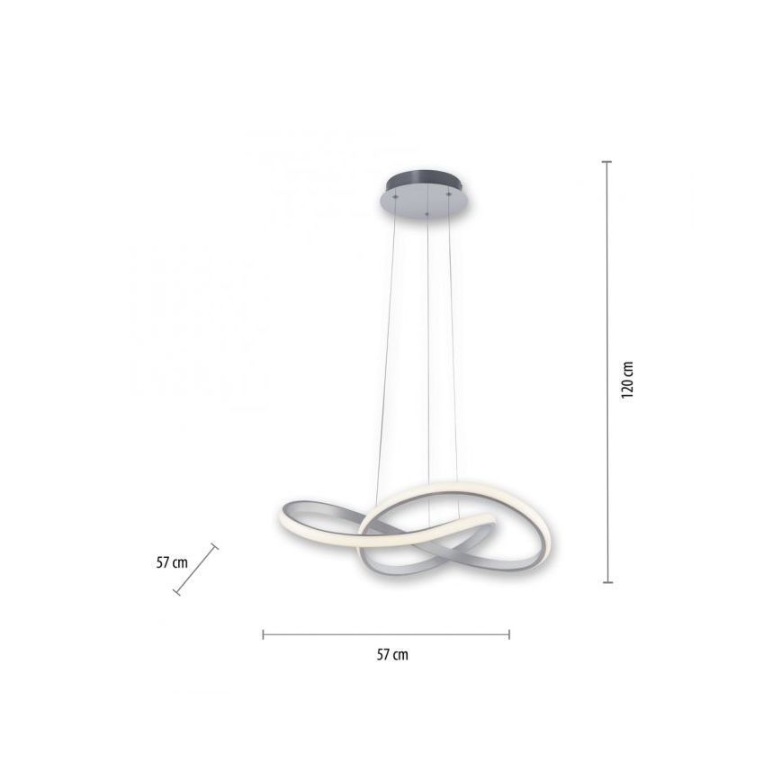 Leuchten Direkt 15402-95 - LED Reguliuojamas pakabinamas sietynas  MARIA LED/25W/230V matinis chromas