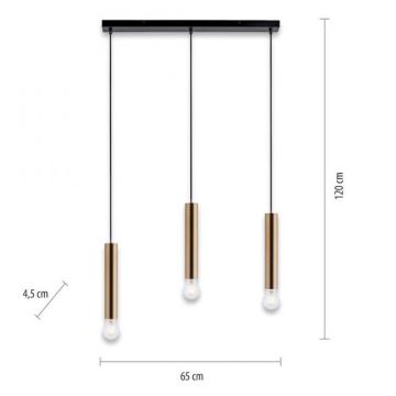 Leuchten Direkt 15618-60 - Pakabinamas sietynas BRUNA 3xE27/60W/230V žalvaris