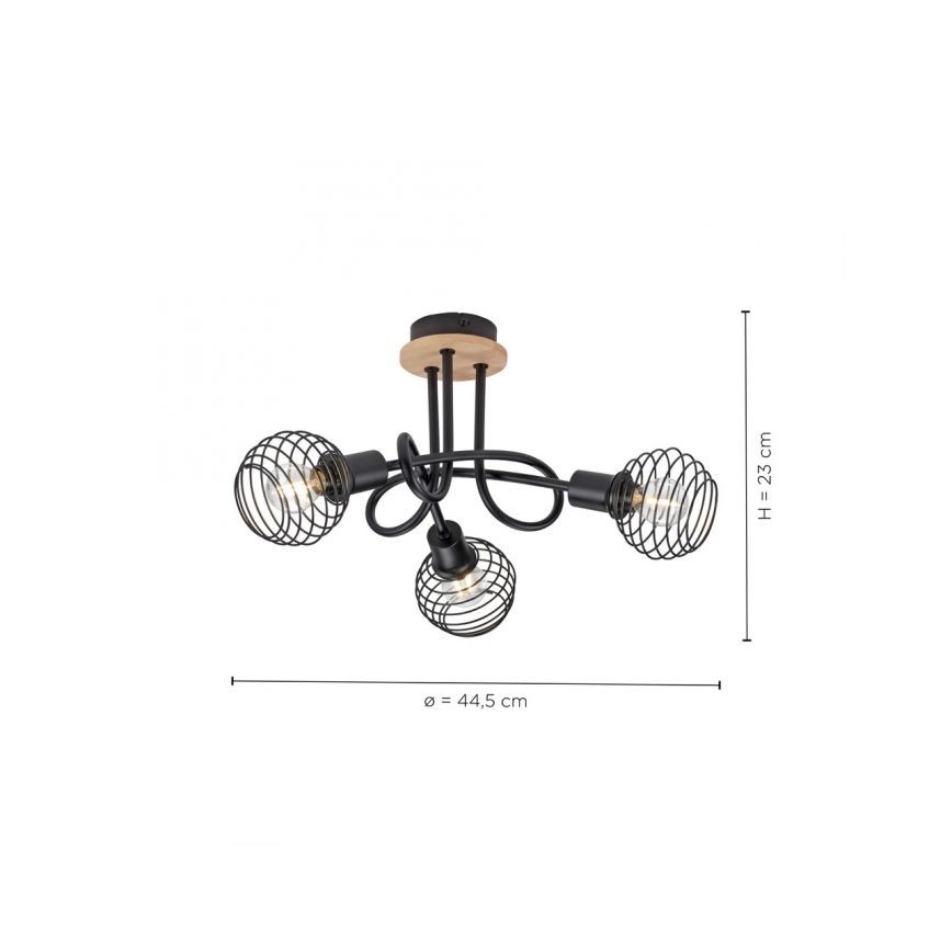 Leuchten Direkt 15923-79 - Tvirtinamas sietynas EUGEN 3xE14/40W/230V ąžuolas