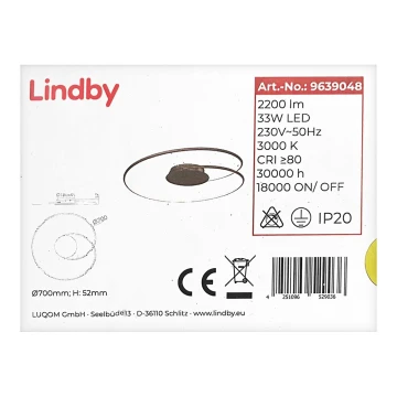 Lindby - LED Lubinis šviestuvas JOLINE LED/33W/230V
