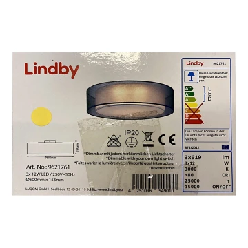 Lindby - LED Reguliuojamas lubinis šviestuvas AMON 3xLED/12W/230V