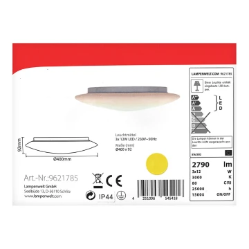 Lindby - LED Reguliuojamas lubinis šviestuvas TOAN 3xLED/12W/230V IP44