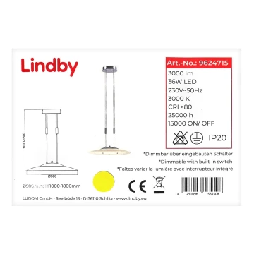 Lindby - LED Reguliuojamas pakabinamas sietynas AMIDALA LED/36W/230V