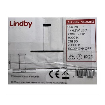 Lindby - LED Reguliuojamas pakabinamas sietynas SOLVINA 4xLED/4,5W/230V