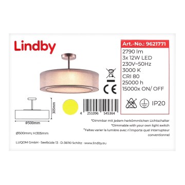 Lindby - LED Reguliuojamas sietynas ant stulpo PIKKA 3xLED/12W/230V