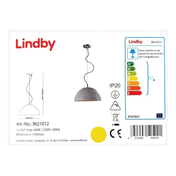 Lindby - LED RGBW Reguliuojamas pakabinamas sietynas CAROLLE 1xE27/10W/230V Wi-Fi Tuya