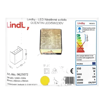 Lindby - LED Sieninis šviestuvas QUENTIN LED/5W/230V