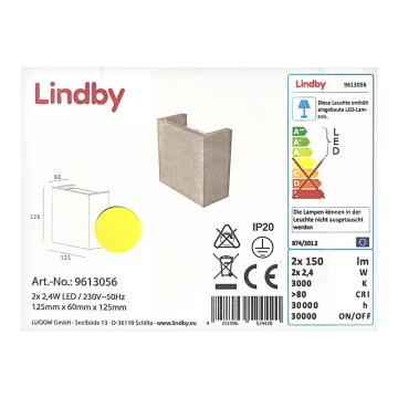 Lindby - LED Sieninis šviestuvas YVA 2xLED/2,4W/230V