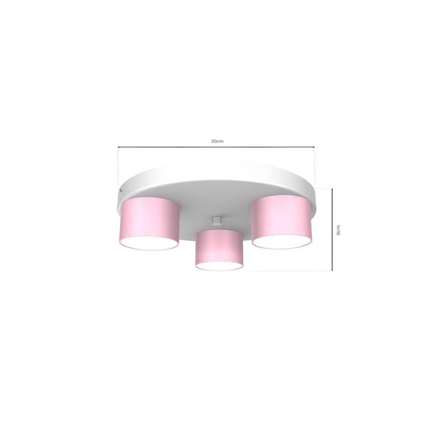 Lubinis šviestuvas DIXIE 3xGX53/11W/230V rožinis