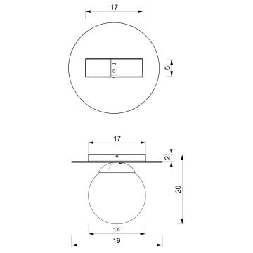 Lubinis šviestuvas PLATO 1xE14/40W/230V d. 19 cm