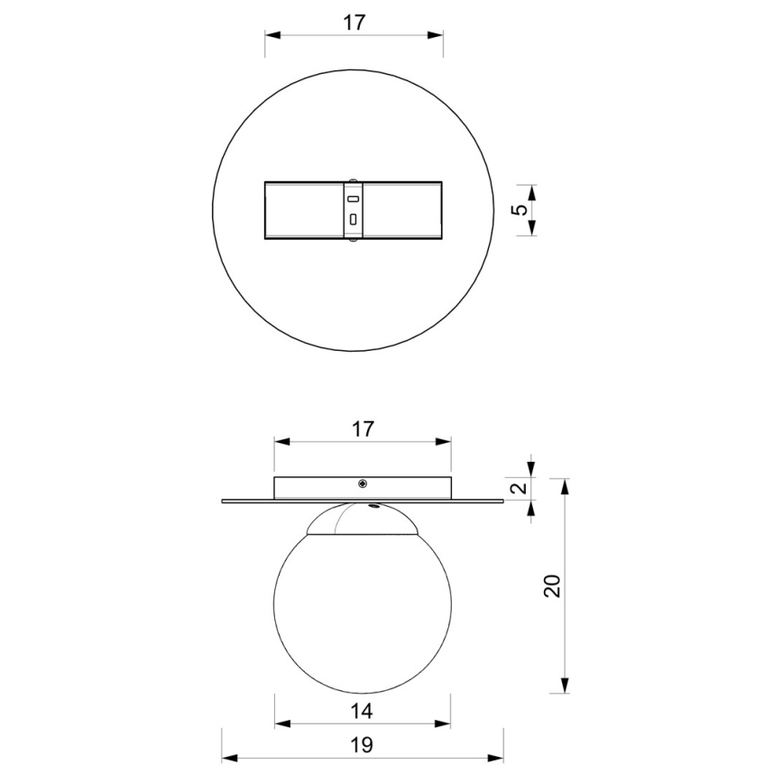 Lubinis šviestuvas PLATO 1xE14/40W/230V d. 19 cm