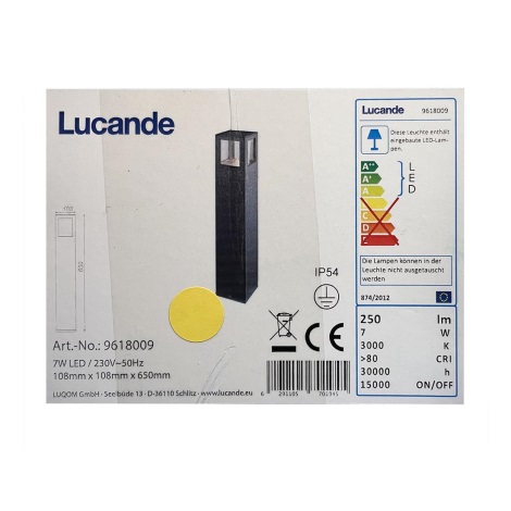 Lucande - LED Lauko lempa NICOLA LED/7W/230V IP54
