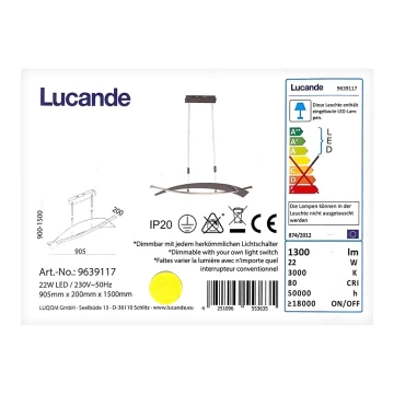 Lucande - LED Reguliuojamas pakabinamas sietynas MARIJA LED/22W/230V