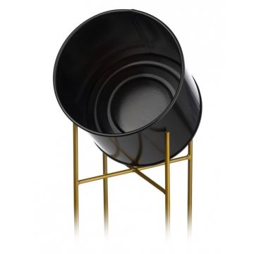 Metalinis vazonas OSLO 95x17 cm juodas/auksinis