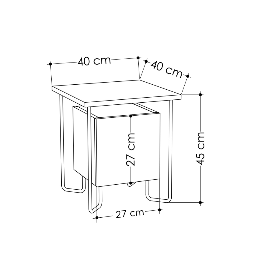 Naktinis staliukas ACRES 45x40 cm baltas/juodas