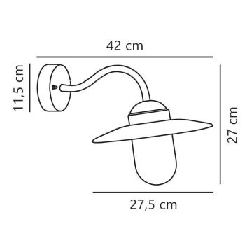 Nordlux - Lauko sieninis šviestuvas LUXEMBOURG 1xE27/60W/230V IP54 ruda/patina