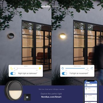 Nordlux - LED Reguliuojamas lauko sieninis šviestuvas AVA SMART LED/9,5W/230V 2700K IP54 juoda