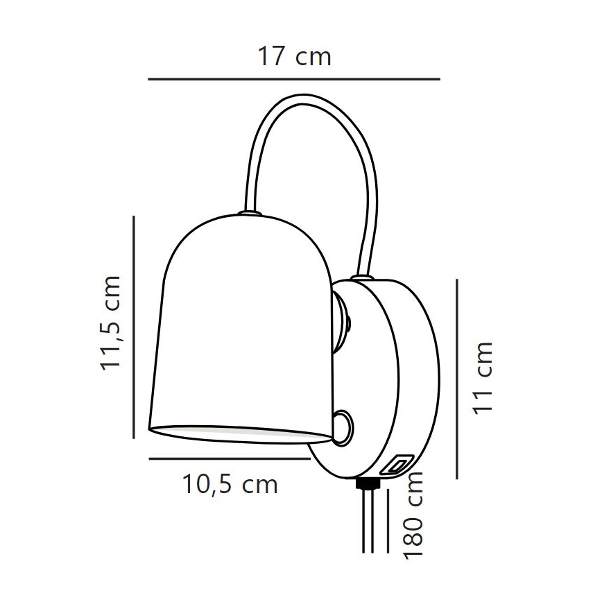 Nordlux - Sieninis akcentinis šviestuvas Su USB port ANGLE 1xGU10/25W/230V balta