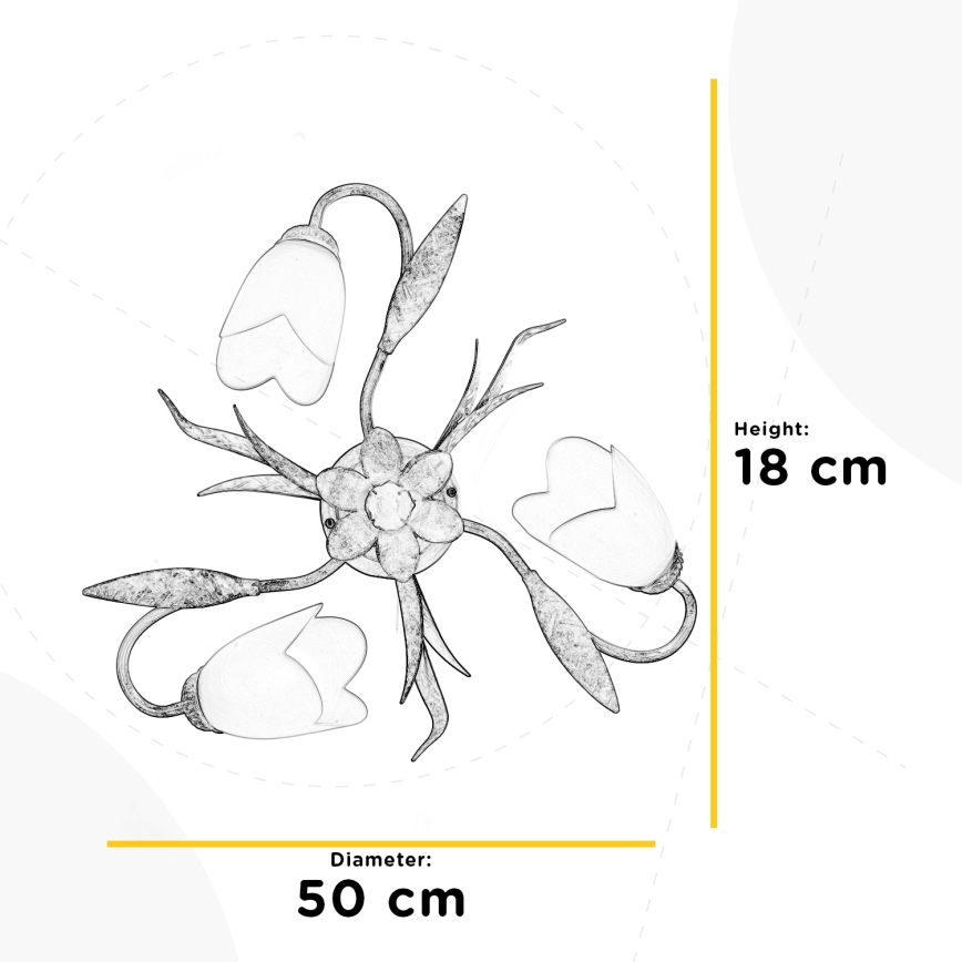 ONLI – Lubinis šviestuvas DOPPIO GIRO 3xE14/6W/230V auksinis