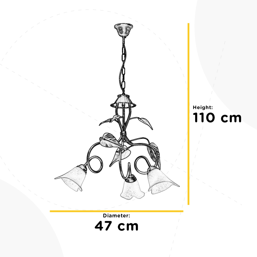 ONLI - Sietynas ant grandinės VANDA 3xE14/6W/230V