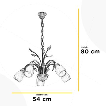 ONLI - Sietynas, kabinamas ant grandinės LILIANA 5xE14/6W/230V