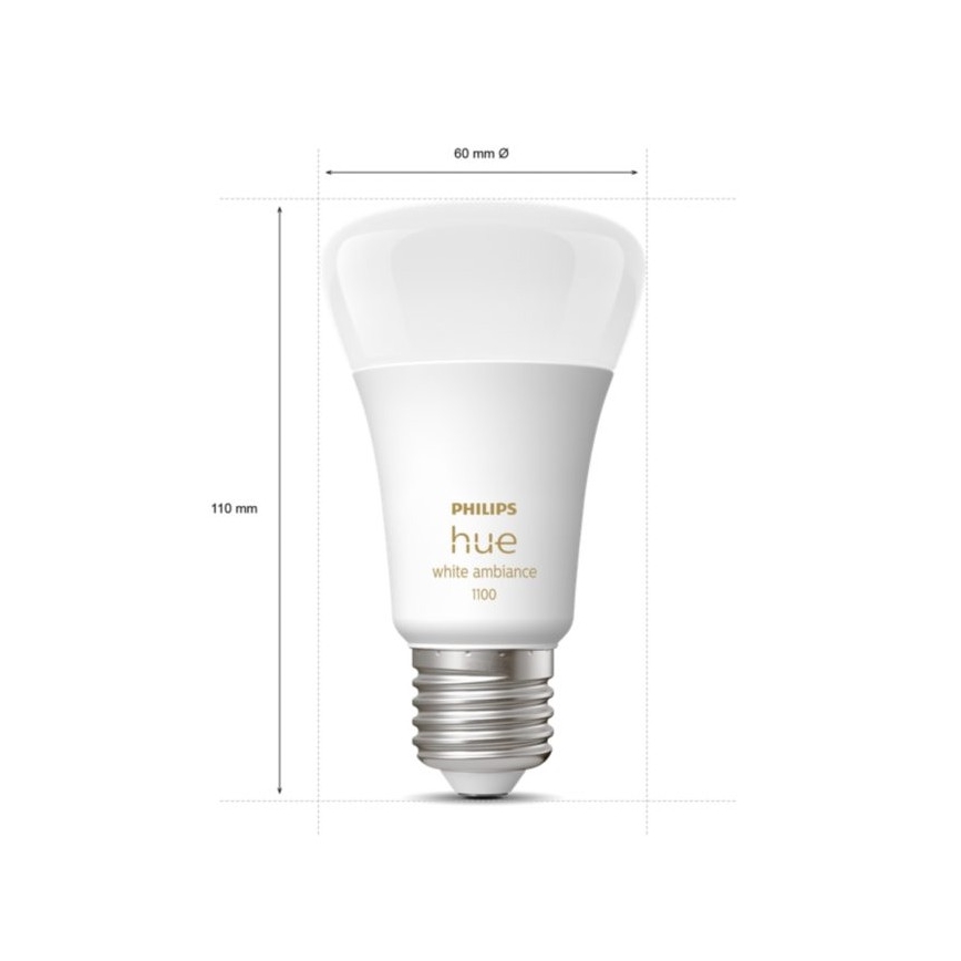 Pagrindinis komplektas Philips Hue White Ambiance 3xE27/8W 2200-6500K + prijungiamas prietaisas ir nuotolinio valdymo pultas