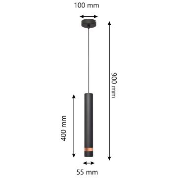 Pakabinamas LED Sietynas TUBA 1xGU10/4,8W/230V juodas/vario
