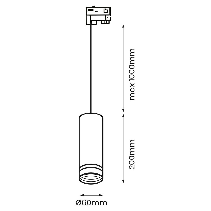 Pakabinamas sietynas 3 fazių bėgių sistemai PIPE 1xGU10/25W/230V baltas