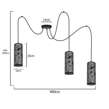 Pakabinamas sietynas AVALO 3xE27/60W/230V pilkas/juodas