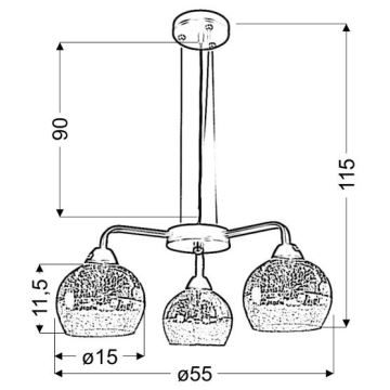 Pakabinamas sietynas CROMINA 3xE27/60W/230V