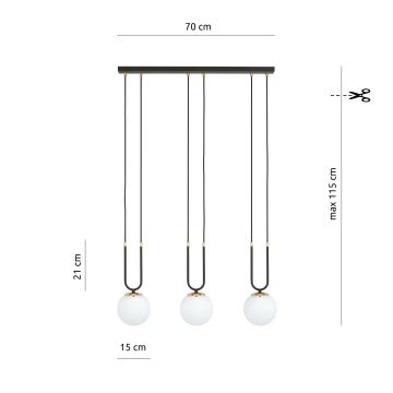 Pakabinamas sietynas GLAM 3xE14/10W/230V juoda