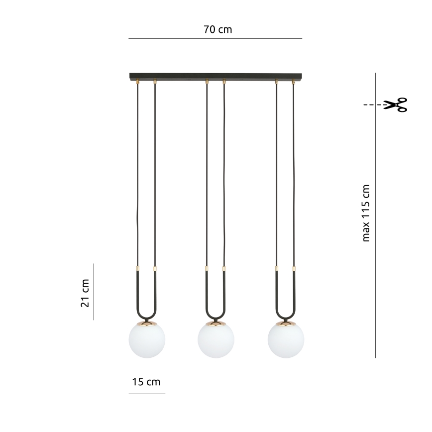 Pakabinamas sietynas GLAM 3xE14/10W/230V juoda