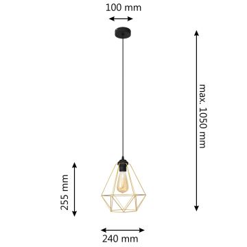 Pakabinamas sietynas KARO 1xE27/60W/230V auksas/juoda