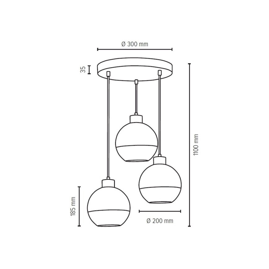 Pakabinamas sietynas LINEA 3xE27/60W/230V + FSC sertifikuota