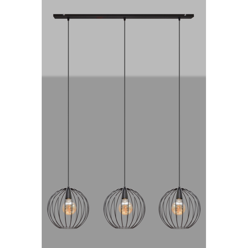 Pakabinamas sietynas MERCURE 3xE27/60W/230V juodas