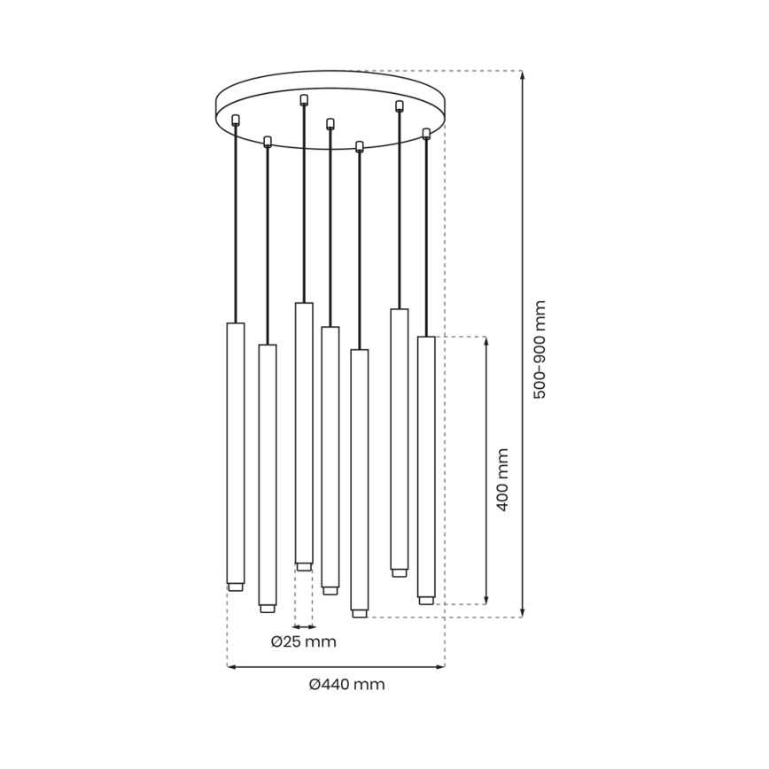 Pakabinamas sietynas MONZA 7xG9/8W/230V juodas/aukso