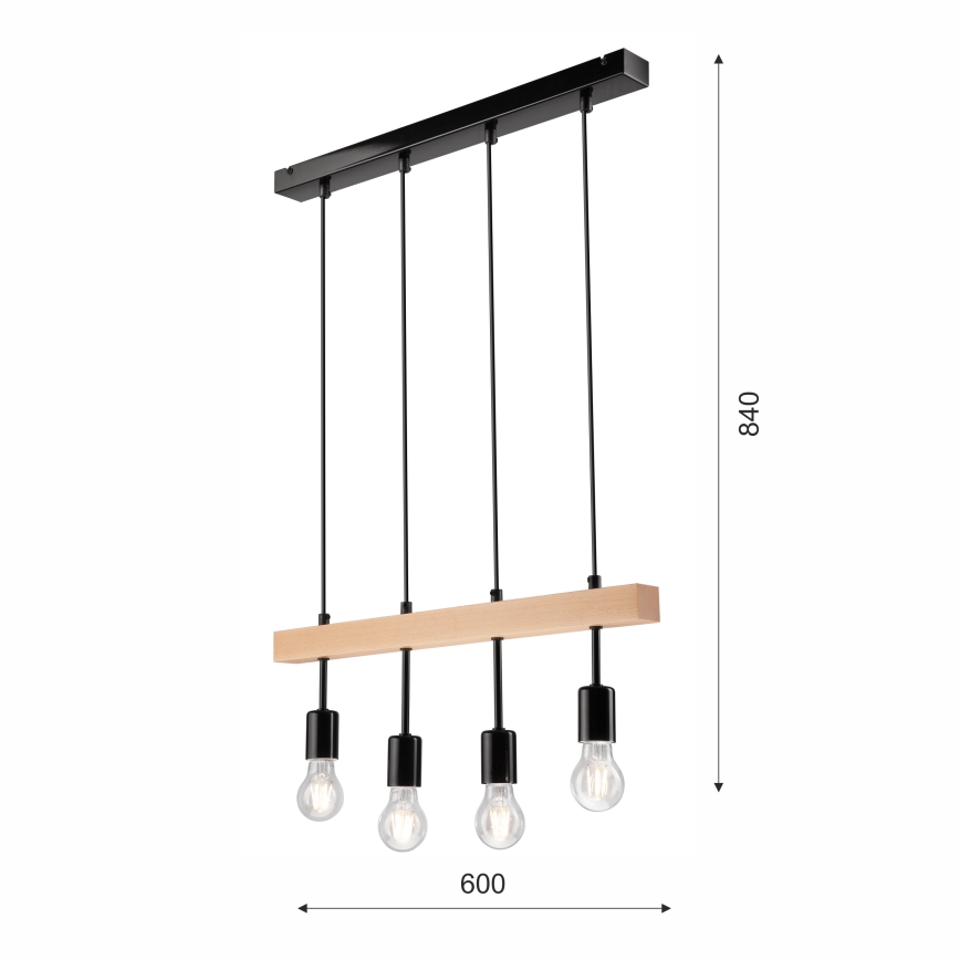 Pakabinamas sietynas ORAZIO 4xE27/60W/230V bukas - FSC sertifikuota