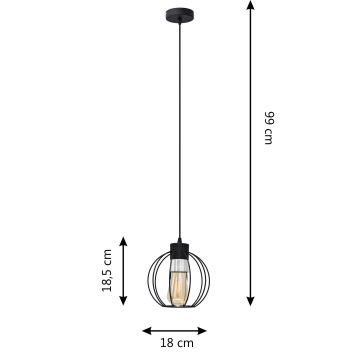 Pakabinamas sietynas STARLIGHT 1xE27/60W/230V juodas/sidabras