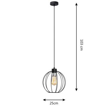 Pakabinamas sietynas STARLIGHT 1xE27/60W/230V juodas/sidabras