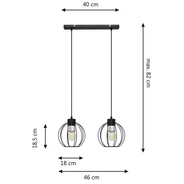 Pakabinamas sietynas STARLIGHT 2xE27/60W/230V juodas/sidabras