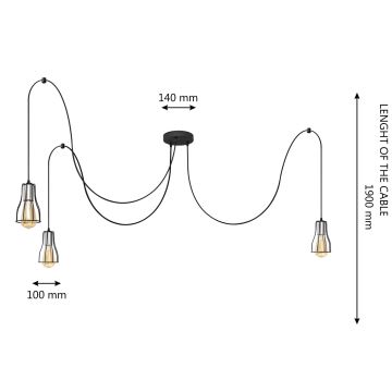 Pakabinamas sietynas TUBE 3xE27/10W/230V juoda/chromas