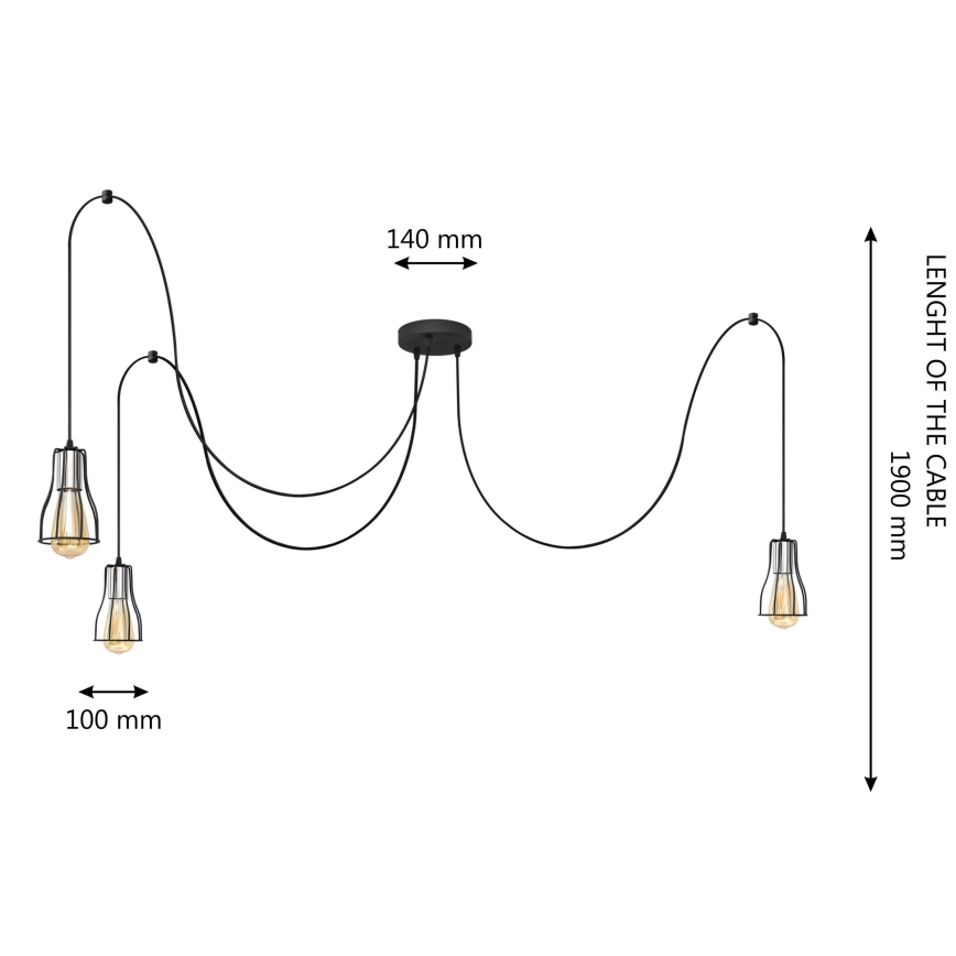 Pakabinamas sietynas TUBE 3xE27/10W/230V juoda/chromas