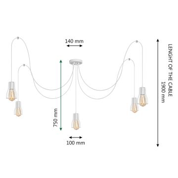 Pakabinamas sietynas TUBE 5xE27/15W/230V balta