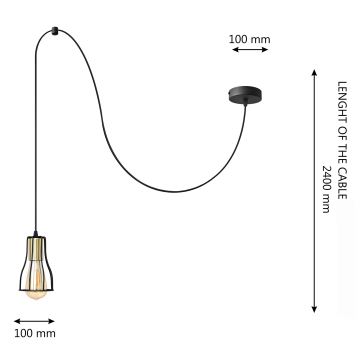 Pakabinamas sietynas TUBE LONG 1xE27/15W/230V juoda/auksas