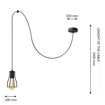 Pakabinamas sietynas TUBE LONG 1xE27/15W/230V juoda