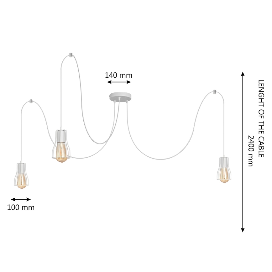 Pakabinamas sietynas TUBE LONG 3xE27/15W/230V balta