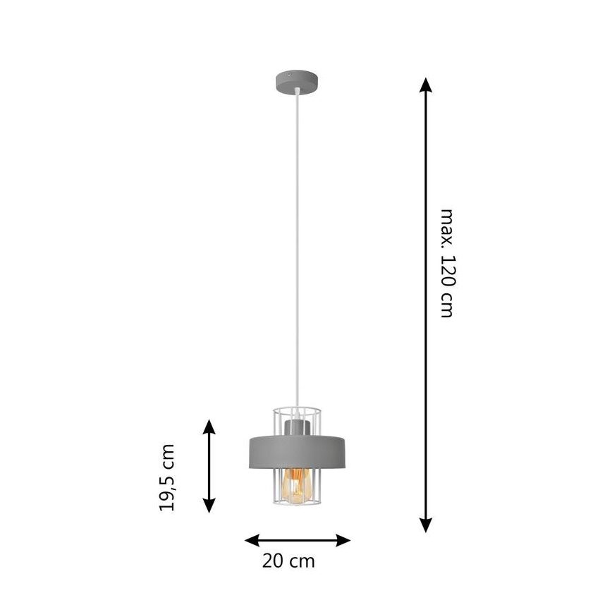 Pakabinamas sietynas VOLTA 1xE27/60W/230V pilkas