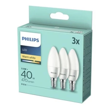 PAKUOTĖ 3x LED lemputės VINTAGE  Philips B35 E14/5.5W/230V 2,700K