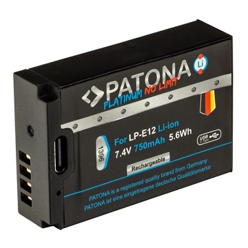 PATONA - Akumuliatorius Canon LP-E12 750mAh Li-Ion Platinum USB-C įkrovimas