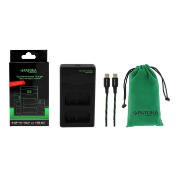 PATONA - Greitas įkroviklis Dual Panasonic DMW-BLF19 + USB-C laidas 0,6m